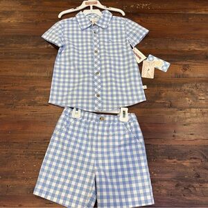 Tommy Bahama Kids Blue and White Checkered Pajama Set